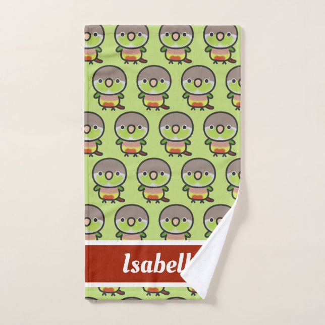 Green-cheeked parakeet / Pineapple Hand Towel (Hand Towel)