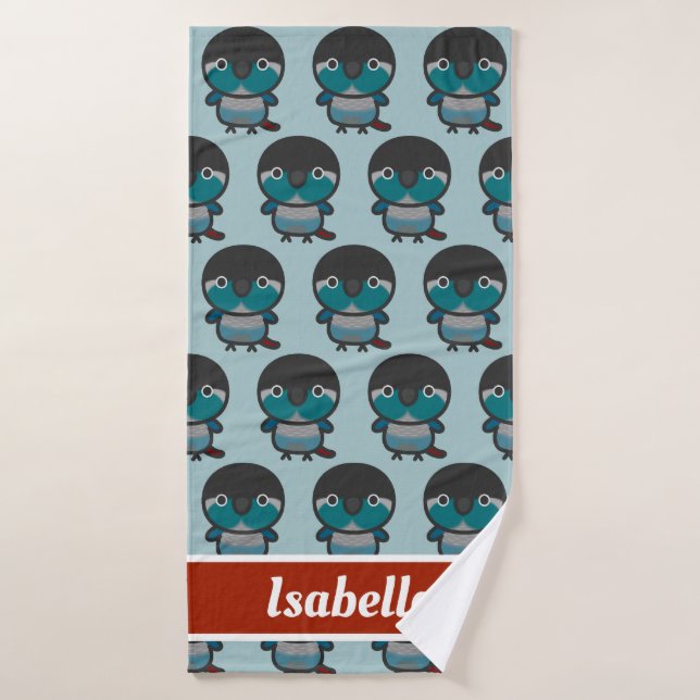 Green-cheeked parakeet / Turquoise Bath Towel (Bath Towel)