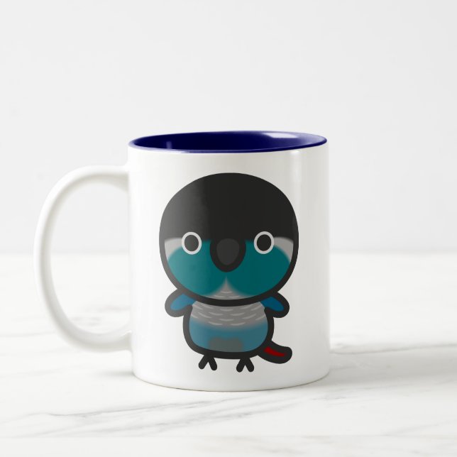 Green-cheeked parakeet / Turquoise Two-Tone Coffee Mug (Left)