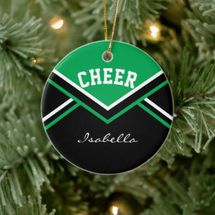 Green Cheer 2 for a Cheerleader 📣💖 Ceramic Ornament