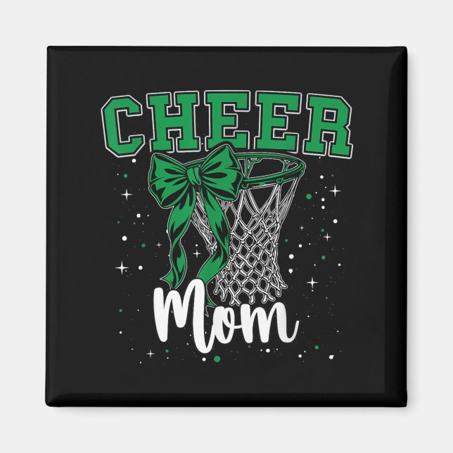Green Cheer Mum Bow Sport Basball Game Magnet (Front)