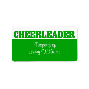 Green Cheerleader Name Stickers