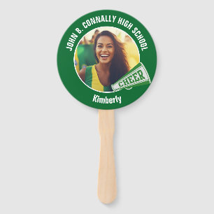 Green Cheerleader Photo High School Spirit Hand Fan