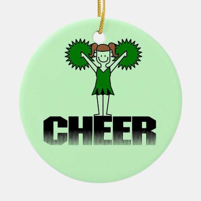 Green Cheerleading T-shirts and Gifts Ceramic Ornament (Front)
