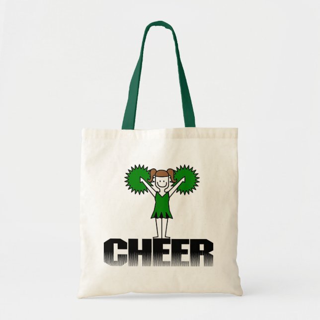 Green Cheerleading T-shirts and Gifts Tote Bag (Front)
