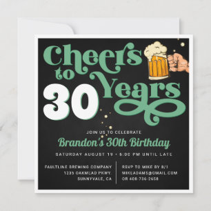 Green   Cheers Milestone Birthday Party Invitation