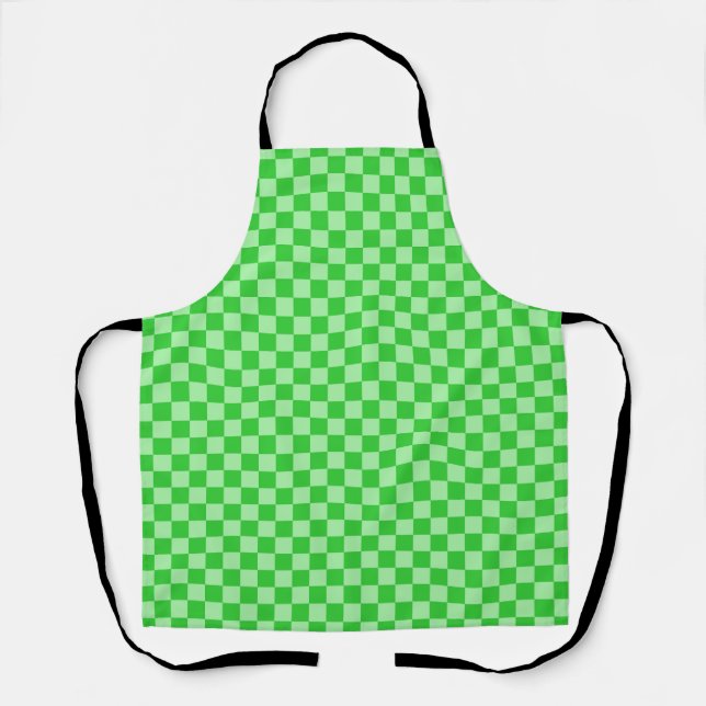 Green Chequerboard Gingham Pattern Apron (Front)