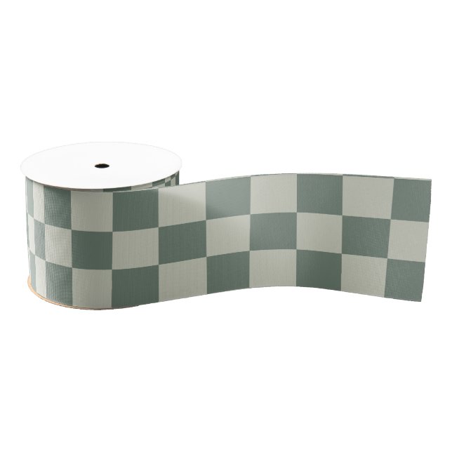 Green Chequerboard Grosgrain Ribbon (Spool)