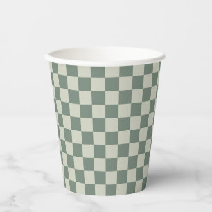 Green Chequerboard Paper Cups