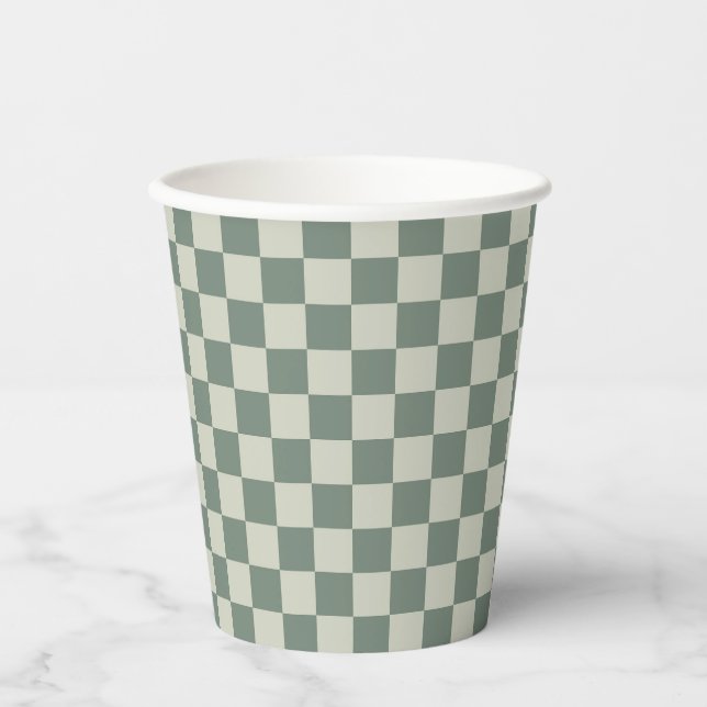 Green Chequerboard Paper Cups (Front)