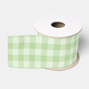 Green Chequerboard Pattern Grosgrain Ribbon