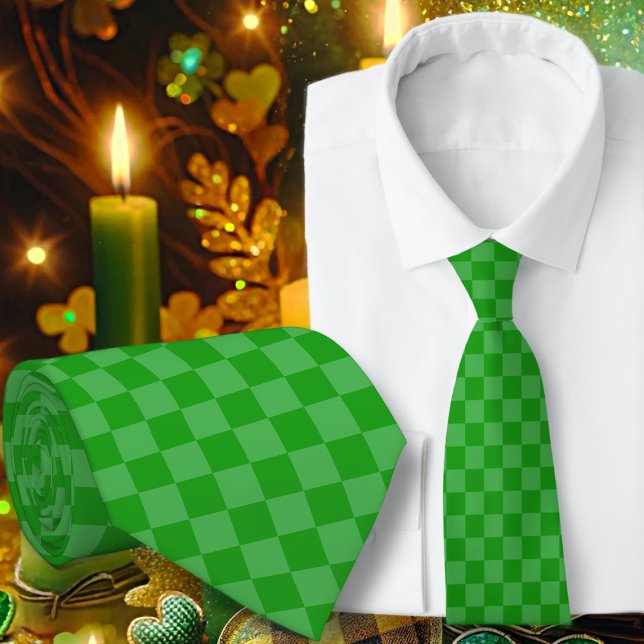 Green Chequerboard Pattern Mens Tie (Creator Uploaded)