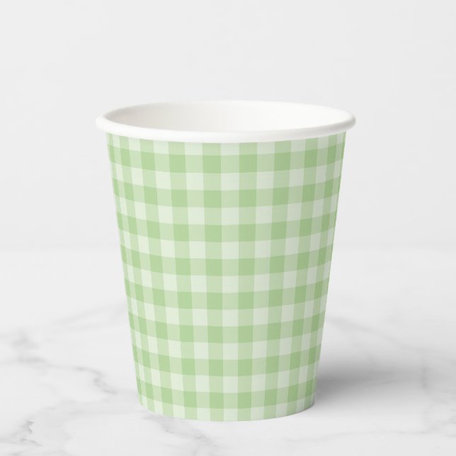 Green Chequerboard Pattern Paper Cups (Front)