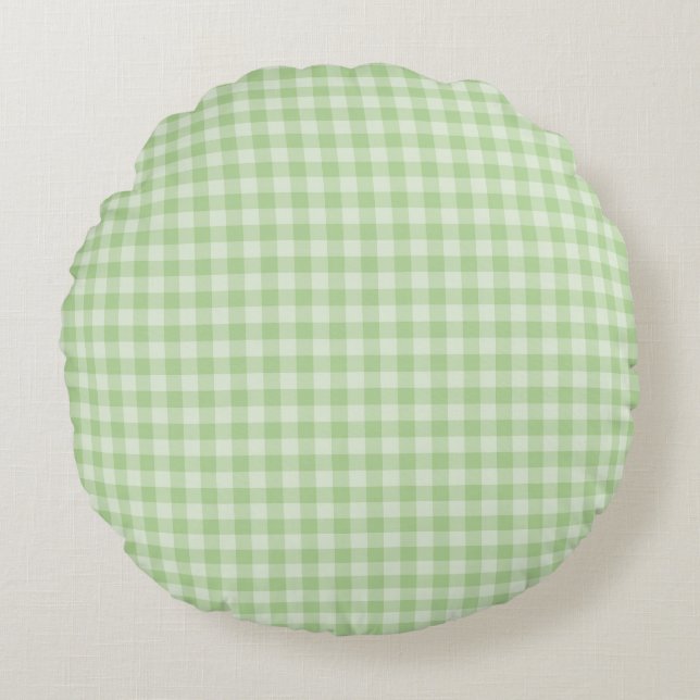 Green Chequerboard Pattern Round Cushion (Front)