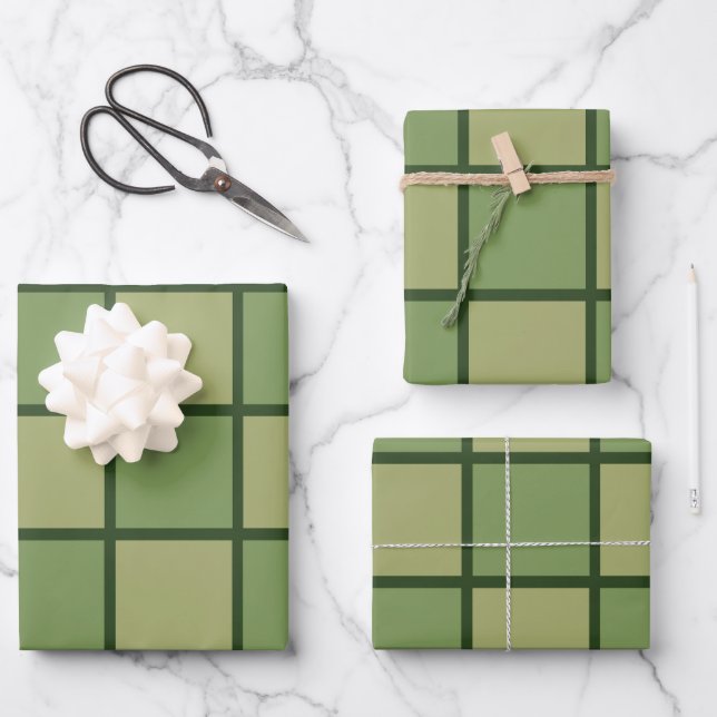 Green Chequerboard Pattern Wrapping Paper Sheet (Front)