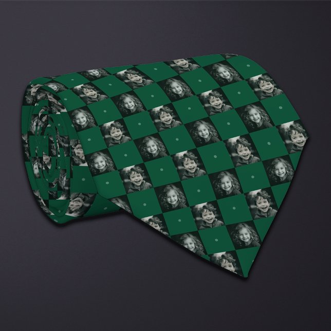 Green Chequerboard Photo Pattern 2 Photo Neck Tie (Creator Uploaded)