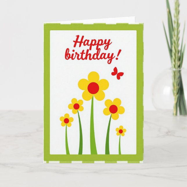 Green Chequered Birthday Card (Front)