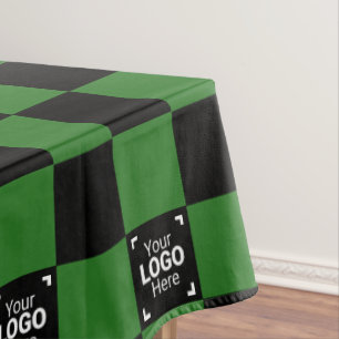 Green Chequered Business Logo Work Event / Party Tablecloth