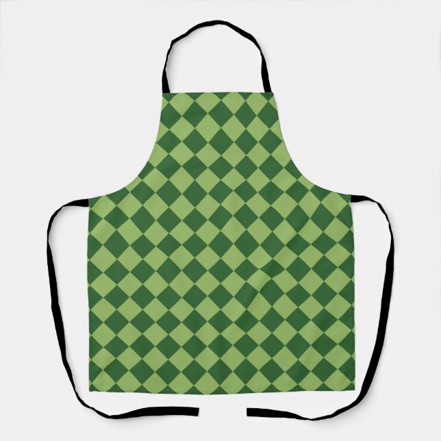 Green Chequered Diamond Pattern Apron (Front)