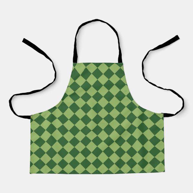 Green Chequered Diamond Pattern Apron (Front)
