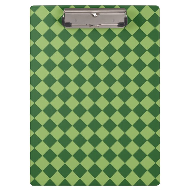 Green Chequered Diamond Pattern  Clipboard (Front)