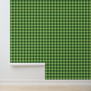Green Chequered Diamond Pattern Wallpaper