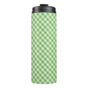 Green chequered fabric closeup , tablecloth textur thermal tumbler