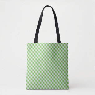 Green chequered fabric closeup , tablecloth textur tote bag