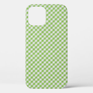 Green chequered fabric: closeup texture. iPhone 12 case
