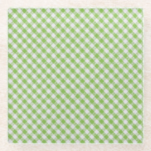 Green chequered fabric: closeup texture. glass coaster