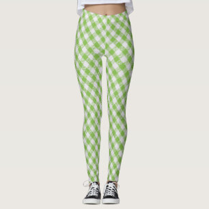 Green chequered fabric: closeup texture. leggings