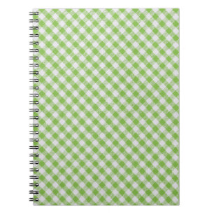 Green chequered fabric: closeup texture. notebook