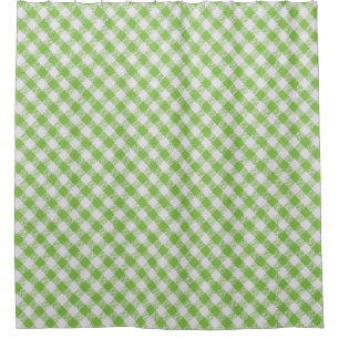 Green chequered fabric: closeup texture. shower curtain