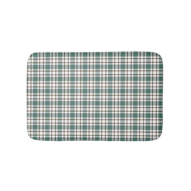 green chequered light tartan pattern bath mat (Front)