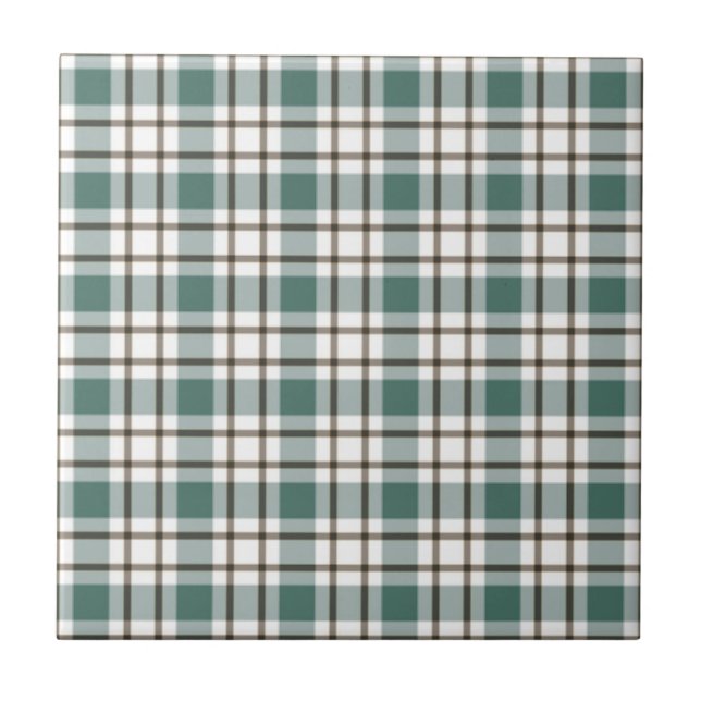 green chequered light tartan pattern ceramic tile (Front)