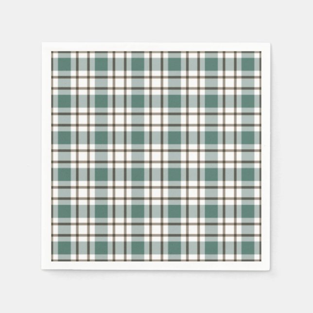green chequered light tartan pattern napkin (Front)