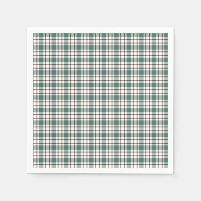 green chequered light tartan pattern napkin (Front)