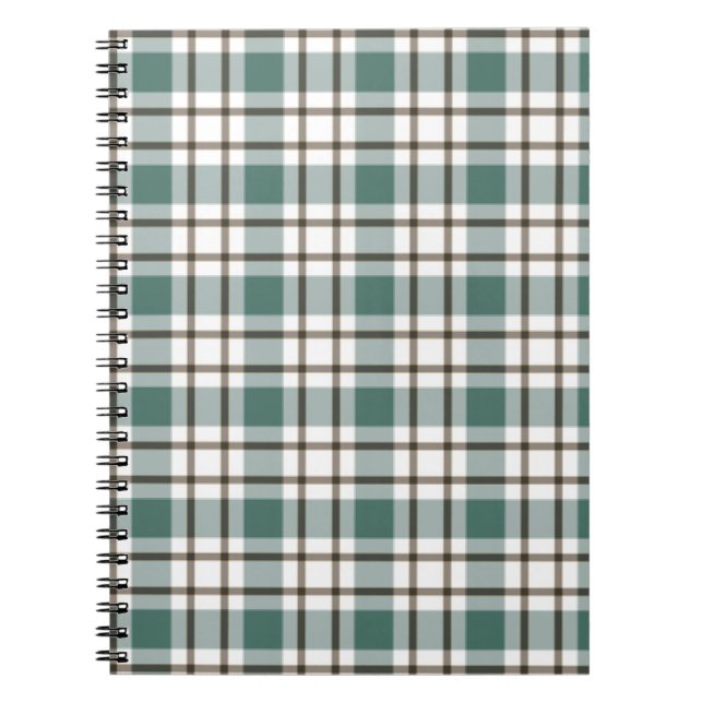 green chequered light tartan pattern notebook (Front)