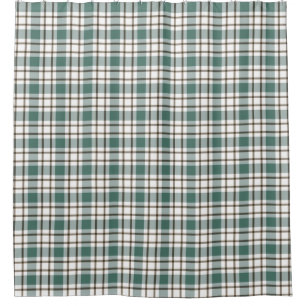 green chequered light tartan pattern shower curtain
