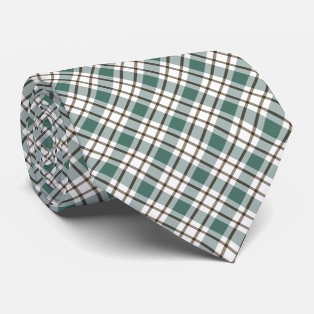 green chequered light tartan pattern tie (Rolled)