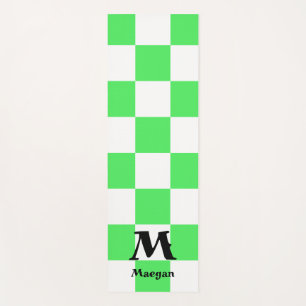 Green Chequered Pattern Background Yoga Mat