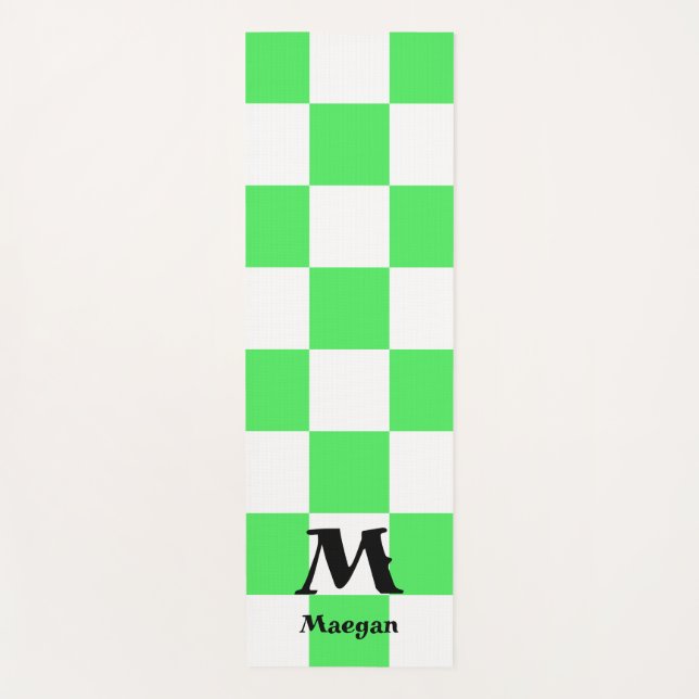 Green Chequered Pattern Background Yoga Mat (Front)