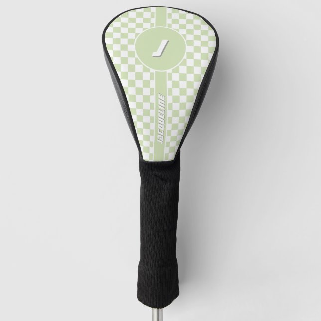 Green Chequered Pattern Golf Head Cover (Front)