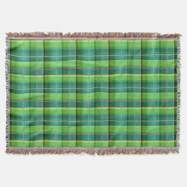 Green chequered pattern medium scale  throw blanket (Front)