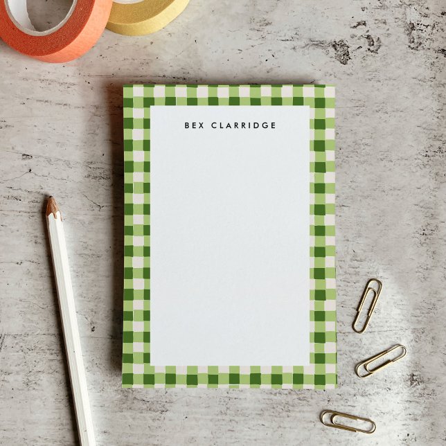 Green Chequered Personalised Post-it Notes (Green Checkered Personalized Post-it Notes)