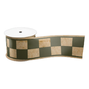Green Chequered Ribbon Satin Ribbon