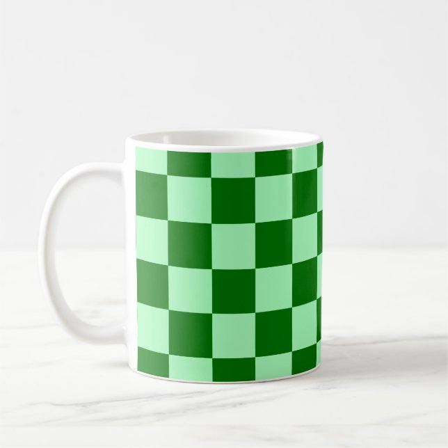 Green Chequered Square Seamless Pattern  Coffee Mug (Left)