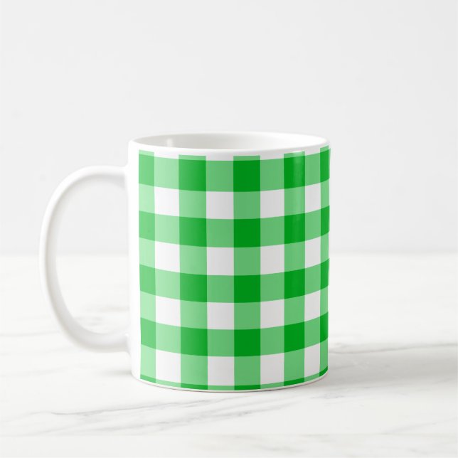 Green Chequered Square Seamless Pattern  Coffee Mug (Left)