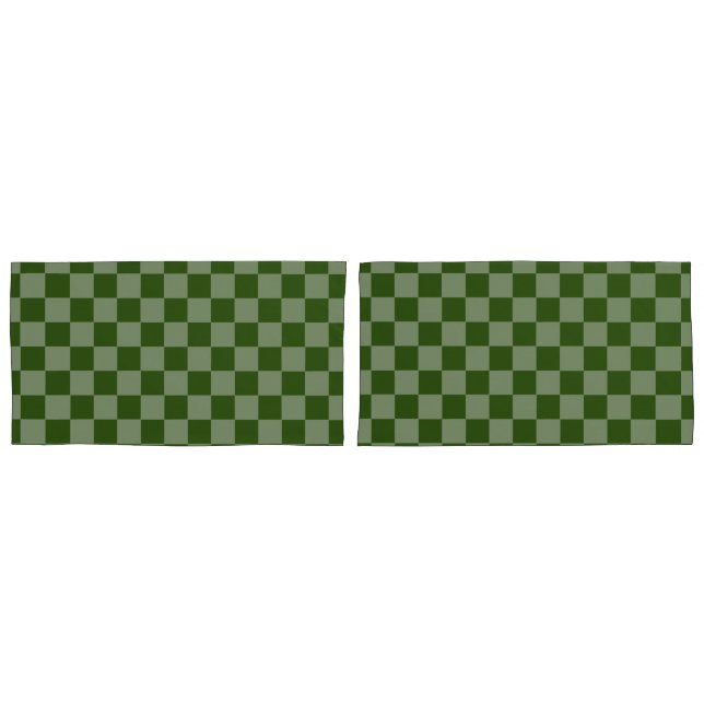 Green Chequered Two Tone Pillowcases HAMbyWG (Front-Set)