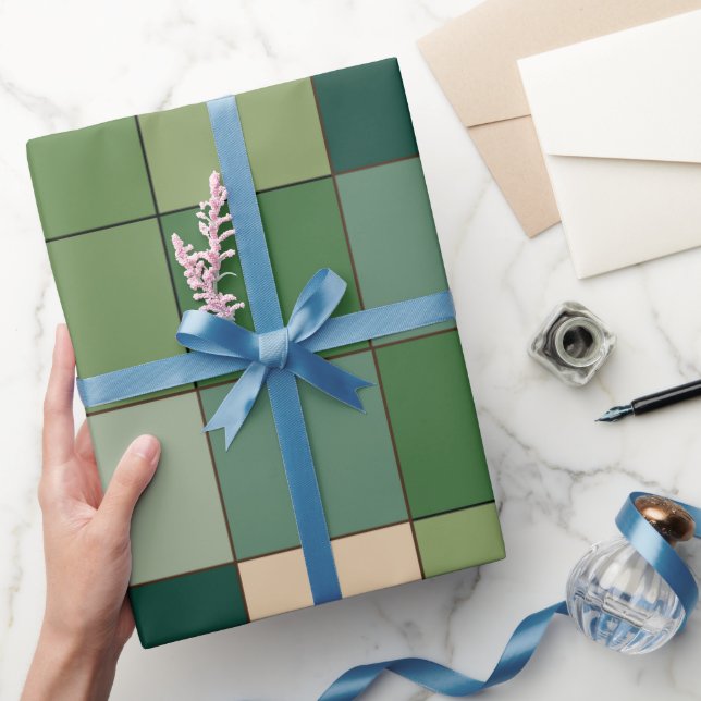 Green Chequered  Wrapping Paper (Gifting)